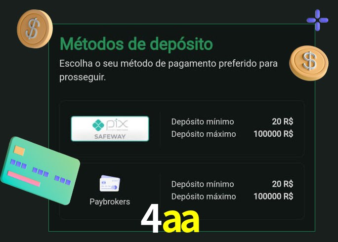 O cassino 4aa oferece uma grande variedade de métodos de pagamento